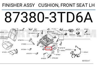 Nissan 873803TD6A FINISHER ASSY CUSHION, FRONT SEAT LH