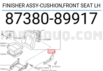 Nissan 8738089917 FINISHER ASSY-CUSHION,FRONT SEAT LH