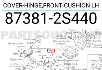 Nissan 873812S440 COVER-HINGE,FRONT CUSHION LH