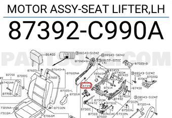 Nissan 87392C990A MOTOR ASSY-SEAT LIFTER,LH