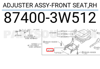 Nissan 874003W512 ADJUSTER ASSY-FRONT SEAT,RH