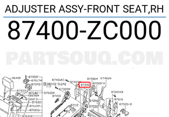 Nissan 87400ZC000 ADJUSTER ASSY-FRONT SEAT,RH