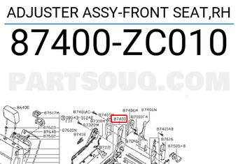 Nissan 87400ZC010 ADJUSTER ASSY-FRONT SEAT,RH