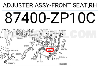Nissan 87400ZP10C ADJUSTER ASSY-FRONT SEAT,RH