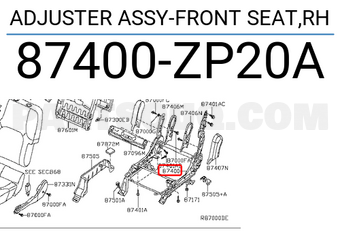 Nissan 87400ZP20A ADJUSTER ASSY-FRONT SEAT,RH
