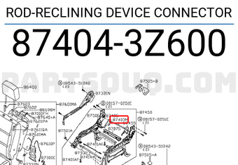 Nissan 874043Z600 ROD-RECLINING DEVICE CONNECTOR
