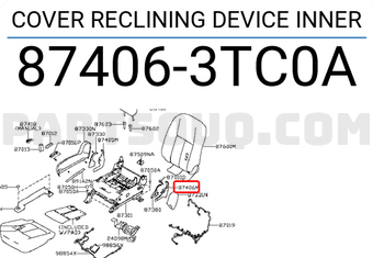 Nissan 874063TC0A COVER RECLINING DEVICE INNER