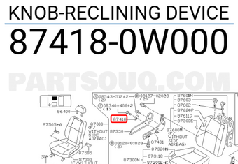 Nissan 874180W000 KNOB-RECLINING DEVICE