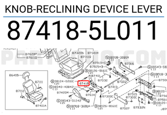 Nissan 874185L011 KNOB-RECLINING DEVICE LEVER