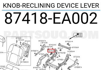 Nissan 87418EA002 KNOB-RECLINING DEVICE LEVER
