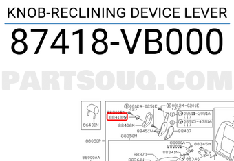 Nissan 87418VB000 KNOB-RECLINING DEVICE LEVER