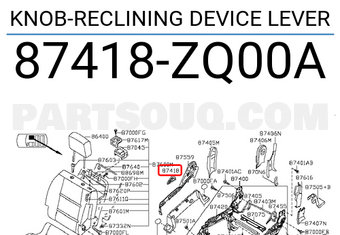 Nissan 87418ZQ00A KNOB-RECLINING DEVICE LEVER
