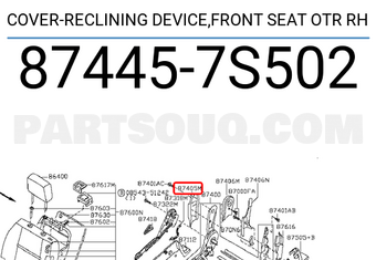 Nissan 874457S502 COVER-RECLINING DEVICE,FRONT SEAT OTR RH