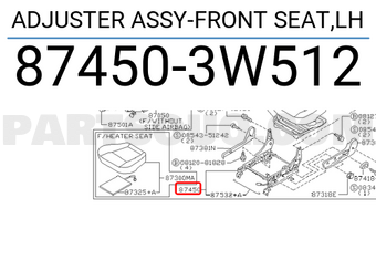 Nissan 874503W512 ADJUSTER ASSY-FRONT SEAT,LH