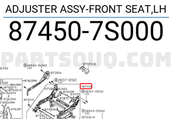 Nissan 874507S000 ADJUSTER ASSY-FRONT SEAT,LH
