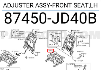 Nissan 87450JD40B ADJUSTER ASSY-FRONT SEAT,LH