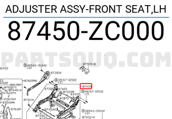 Nissan 87450ZC000 ADJUSTER ASSY-FRONT SEAT,LH