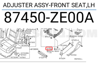 Nissan 87450ZE00A ADJUSTER ASSY-FRONT SEAT,LH