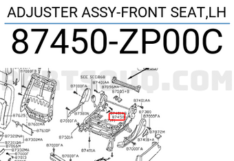 Nissan 87450ZP00C ADJUSTER ASSY-FRONT SEAT,LH