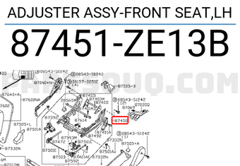 Nissan 87451ZE13B ADJUSTER ASSY-FRONT SEAT,LH