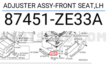 Nissan 87451ZE33A ADJUSTER ASSY-FRONT SEAT,LH