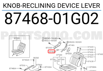 Nissan 8746801G02 KNOB-RECLINING DEVICE LEVER
