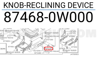 Nissan 874680W000 KNOB-RECLINING DEVICE