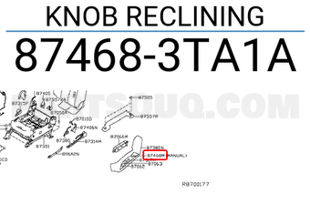 Nissan 874683TA1A KNOB RECLINING