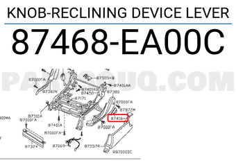 Nissan 87468EA00C KNOB-RECLINING DEVICE LEVER