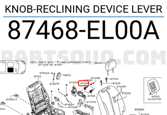 Nissan 87468EL00A KNOB-RECLINING DEVICE LEVER