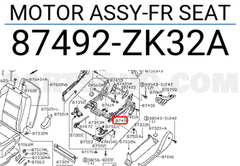 Nissan 87492ZK32A MOTOR ASSY-FR SEAT