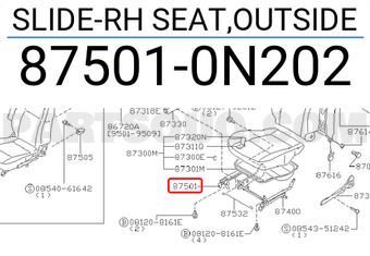 Nissan 875010N202 SLIDE-RH SEAT,OUTSIDE