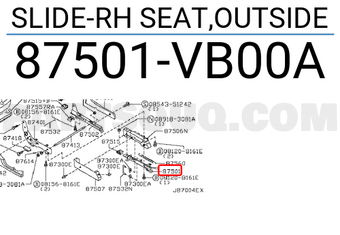 Nissan 87501VB00A SLIDE-RH SEAT,OUTSIDE