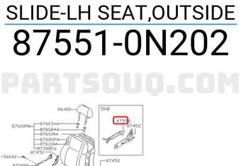 Nissan 875510N202 SLIDE-LH SEAT,OUTSIDE