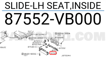 Nissan 87552VB000 SLIDE-LH SEAT,INSIDE
