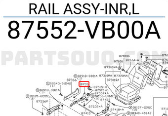 Nissan 87552VB00A RAIL ASSY-INR,L