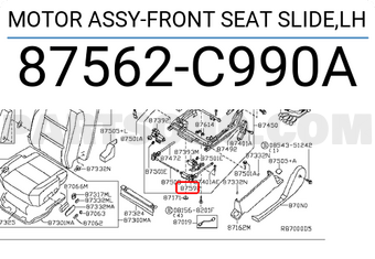 Nissan 87562C990A MOTOR ASSY-FRONT SEAT SLIDE,LH