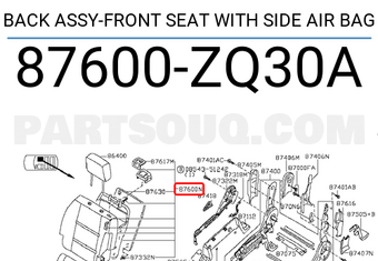 Nissan 87600ZQ30A BACK ASSY-FRONT SEAT WITH SIDE AIR BAG