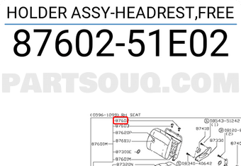 Nissan 8760251E02 HOLDER ASSY-HEADREST,FREE