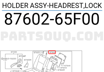 Nissan 8760265F00 HOLDER ASSY-HEADREST,LOCK
