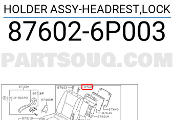 Nissan 876026P003 HOLDER ASSY-HEADREST,LOCK