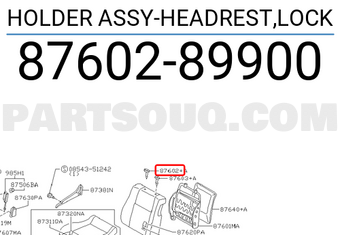 Nissan 8760289900 HOLDER ASSY-HEADREST,LOCK