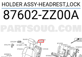 Nissan 87602ZZ00A HOLDER ASSY-HEADREST,LOCK