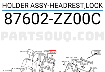 Nissan 87602ZZ00C HOLDER ASSY-HEADREST,LOCK