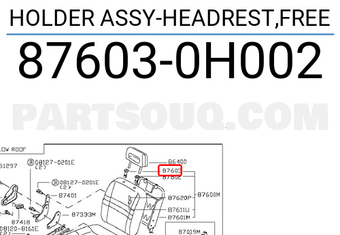 Nissan 876030H002 HOLDER ASSY-HEADREST,FREE