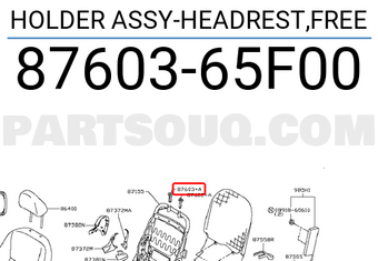 Nissan 8760365F00 HOLDER ASSY-HEADREST,FREE
