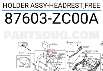 Nissan 87603ZC00A HOLDER ASSY-HEADREST,FREE