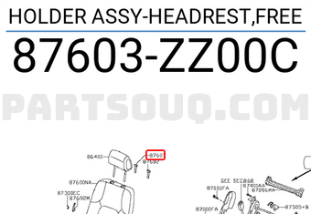 Nissan 87603ZZ00C HOLDER ASSY-HEADREST,FREE