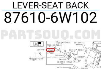 Nissan 876106W102 LEVER-SEAT BACK