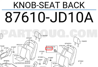 Nissan 87610JD10A KNOB-SEAT BACK